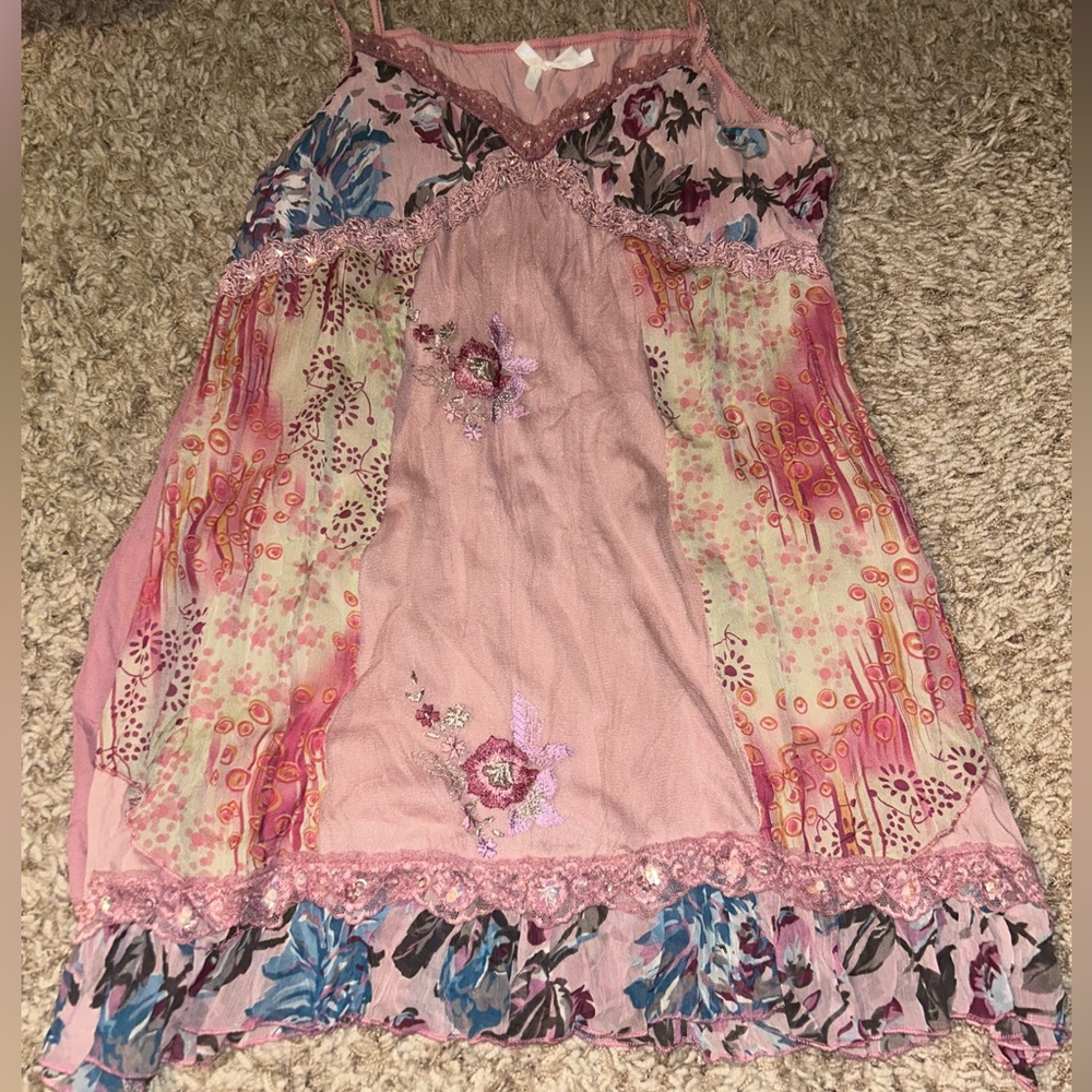 Pale Pink Sequined Spaghetti Strap Blouse